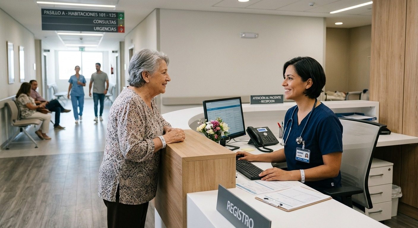 Recepción de clínica registrando a un paciente con Avanza Smarthealth